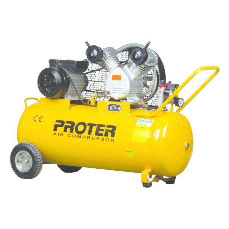Proter 200 lt. Hava Kompresörü Monofaze sarı