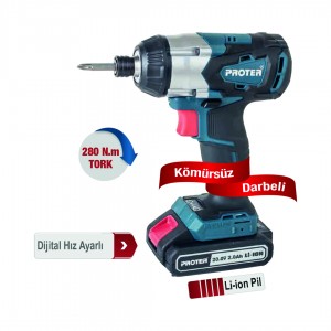 PROTER PST 360 T Kömürsüz Darbeli Şarjlı Tornavida 1/4" 350 Nm - 20.0 V - 2.0 Ah/Li-On